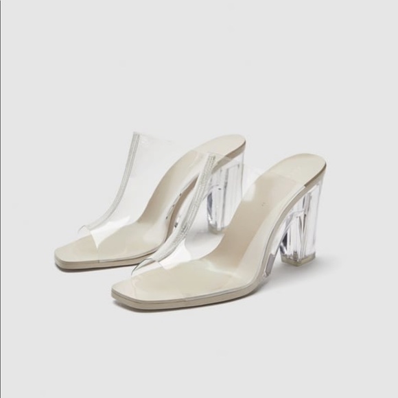 zara clear block heels
